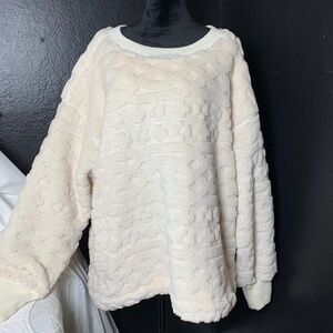 Free people ivory sz L bulky warm sweater sweatshirt warm cozy hygge vibes